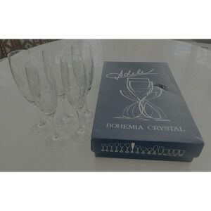 5 Vintage Adele Bohemia Crystal Champagne Flutes  160ml Czech Republic